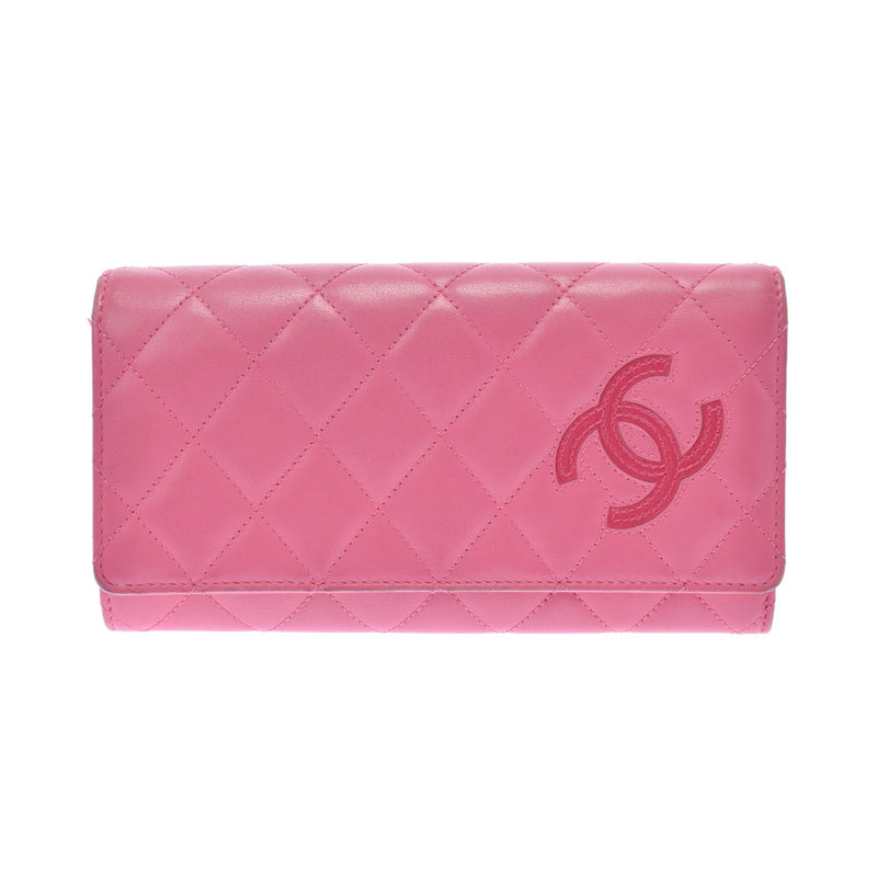 CHANEL Chanel Simple CC Pink Ladies Lambskin Bi -fold Wallet B Rank Used Ginzo