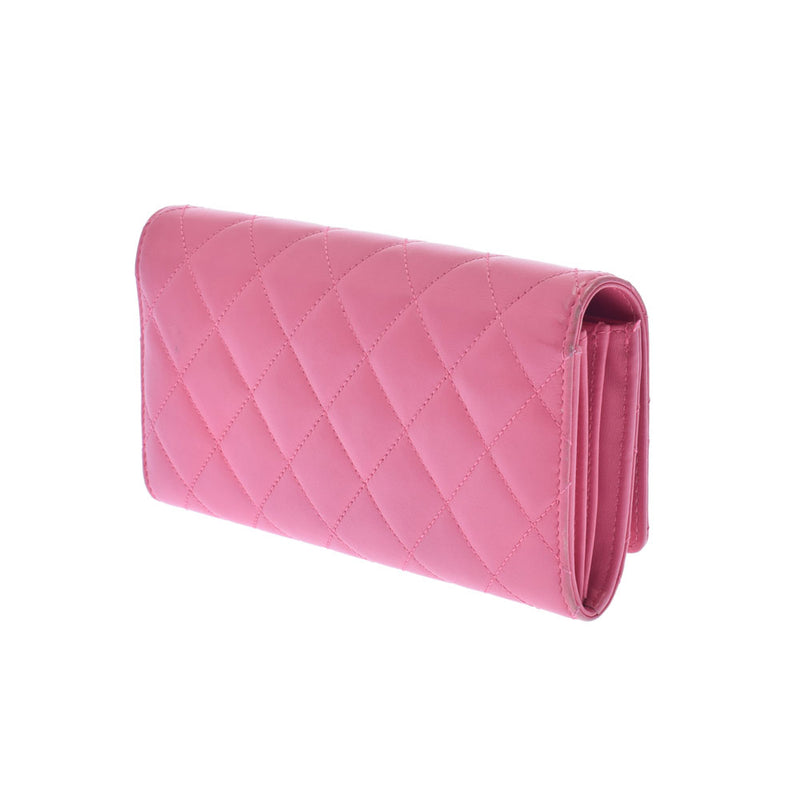 CHANEL Chanel Simple CC Pink Ladies Lambskin Bi -fold Wallet B Rank Used Ginzo