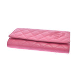 CHANEL Chanel Simple CC Pink Ladies Lambskin Bi -fold Wallet B Rank Used Ginzo