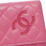 CHANEL Chanel Simple CC Pink Ladies Lambskin Bi -fold Wallet B Rank Used Ginzo