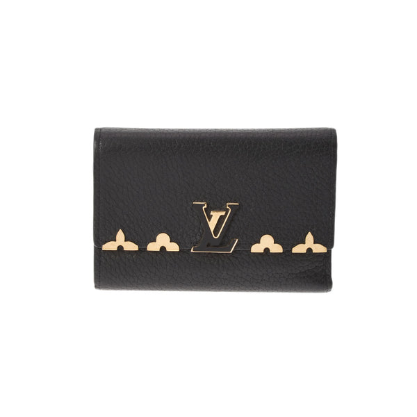 LOUIS VUITTON ルイヴィトン ポルトフォイユ カプシーヌ コンパクト ノワール ゴールド金具 M67886 レディース トリヨン 三つ折り財布 Bランク 中古 銀蔵