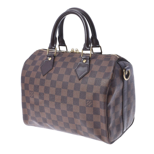 LOUIS VUITTON Louis Vuitton Damier Speedy Bandriere 25 Brown N41365 Unisex Damier Cambus Leather Handbag B Rank used Ginzo