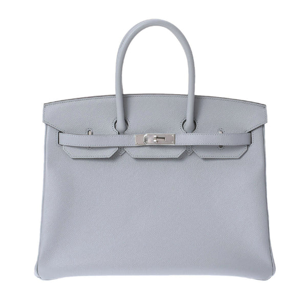 HERMES エルメス バーキン35 ブルーグラシエ シルバー金具 T刻印(2015年頃) レディース ヴォーエプソン ハンドバッグ Aランク 中古 銀蔵