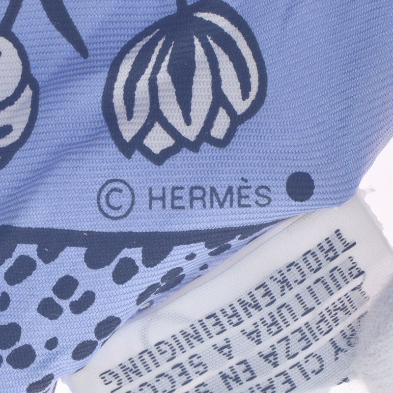 HERMES Hermes twilly blue Ladies silk 100 % scarf AB rank used Ginzo