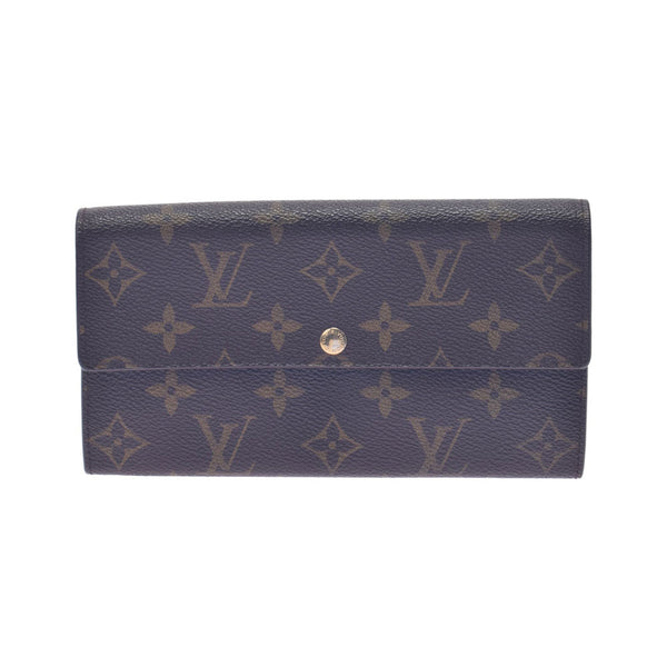 路易威顿路易·维顿（Louis Vuitton）路易威登（Louis Vuitton）会标portofoyilla旧棕色M61734男女通用会标帆布钱包ab rank rank二手ginzo