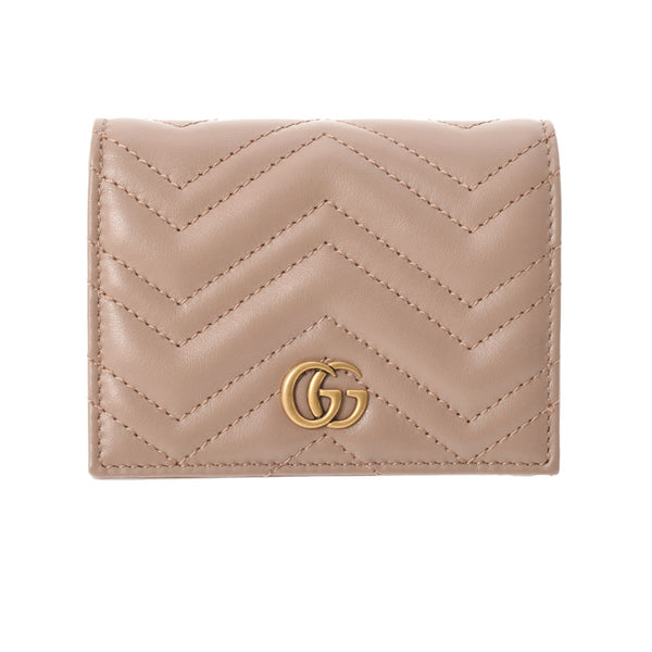 GUCCI グッチ GGマーモント コンパクトウォレット ベージュ 466492 レディース レザー 二つ折り財布 Aランク 中古 銀蔵