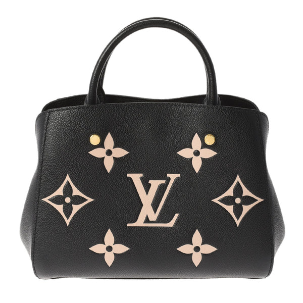 LOUIS VUITTON Louis Vuitton Monogram Amplant Montenyu BB 2WAY Black/Beige M45778 Ladies Leather Handbag A Rank used Ginzo