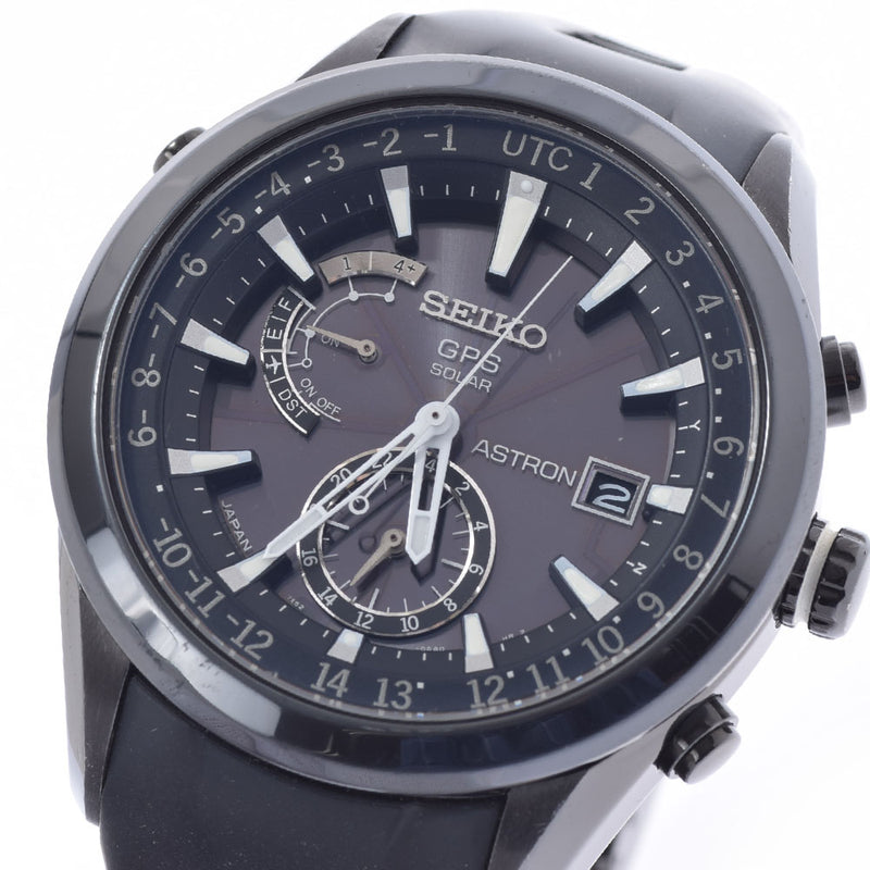 Seiko Seiko Seiko Seiko Astro Solar GPS SBXA011男士钛/橡胶表板黑色表盘AB级使用Ginzo