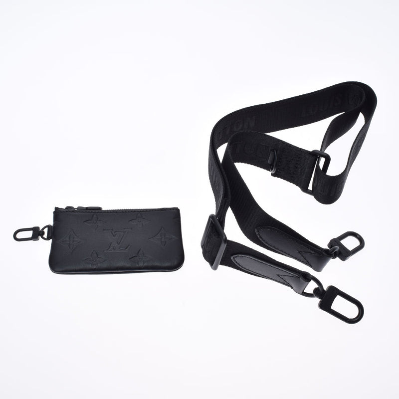 LOUIS VUITTON Louis Vuitton Monogram Shadow Duo Messenger Noir M69827 Men's Leather Shoulder Bag Unused Ginzo