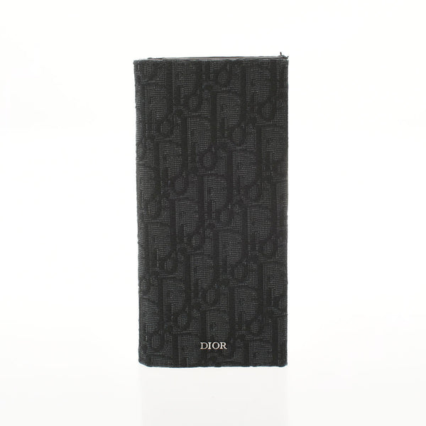 DIOR HOMME Dior Om Black Silver Bracket 12-Bo-1201 Men's Oblique Jacquard Bi-Fold Wallet AB Rank Used Ginzo
