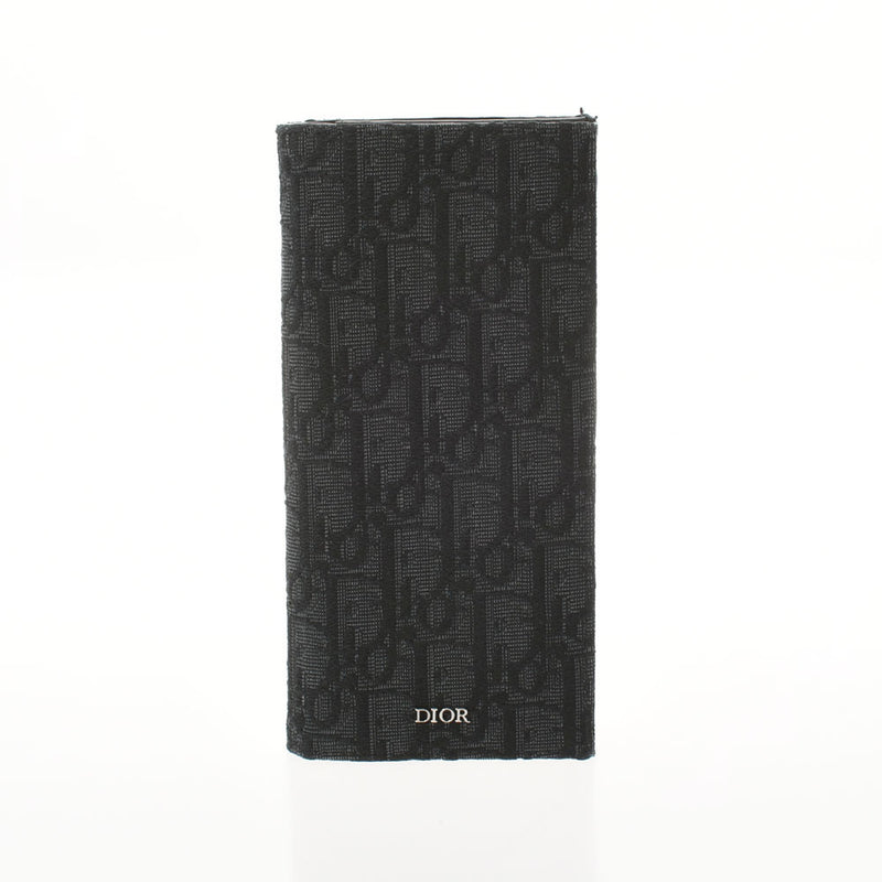 Dior Homme Dior OM黑色银支架12-BO-12201男士倾斜的Jacquard Bi-fold Wallet AB级使用Ginzo