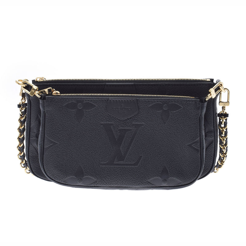 [Mother's Day Recommended] Ginzo Used Louis Vuitton Aplant Multy Pochette Access One M80399 Noir Leather Shoulder Bag