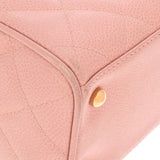 香奈儿Chanel Matrasse Minoboston袋粉红色金色支架女士鱼子酱皮肤手提包B等级用ginzo