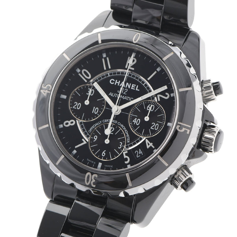 CHANEL Chanel J12 Chrono 41mm Old Buckle H0940 Men's Black Ceramic/SS Watch Automatic Black Dial A Rank Used Ginzo