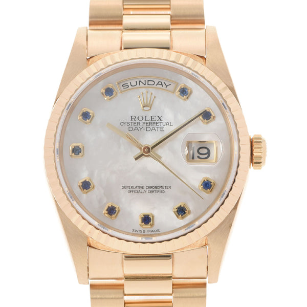 ROLEX Rolex Day Date 10P Sapphire 18238NGS Men's YG Watch Automatic Wrap White Shell Dial A Rank used Ginzo
