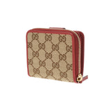 GUCCI Gucci Compact Wallet Outlet Red/Brown 346056 Unisex GG Canvas Leather Bi -fold Wallet