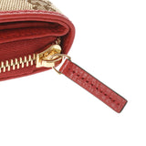 Gucci Gucci紧凑型钱包出口红色/棕色346056男女通用gg帆布皮革bi-褶皱钱包