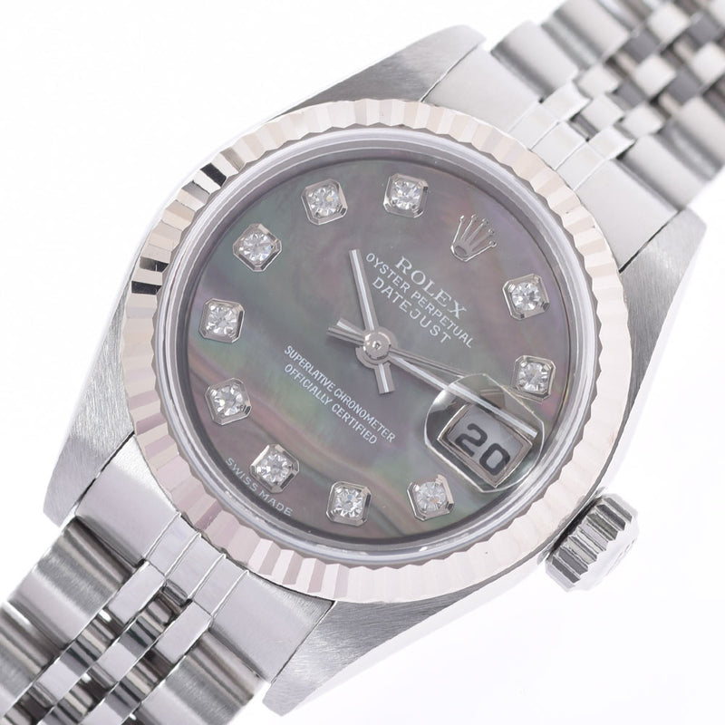 ROLEX Rolex Datejust 79174NG Ladies SS/WG Watch Automatic Black Shell Dial A Rank Used Ginzo