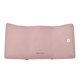 miumiu miu miu miu粉红色金支架5MH021女士皮革三折钱包级使用Ginzo