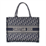 CHRISTIAN DIOR クリスチャンディオール ブックトートバッグ ミディアム ネイビー M1296ZRIW レディース キャンバス ハンドバッグ Aランク 中古 銀蔵