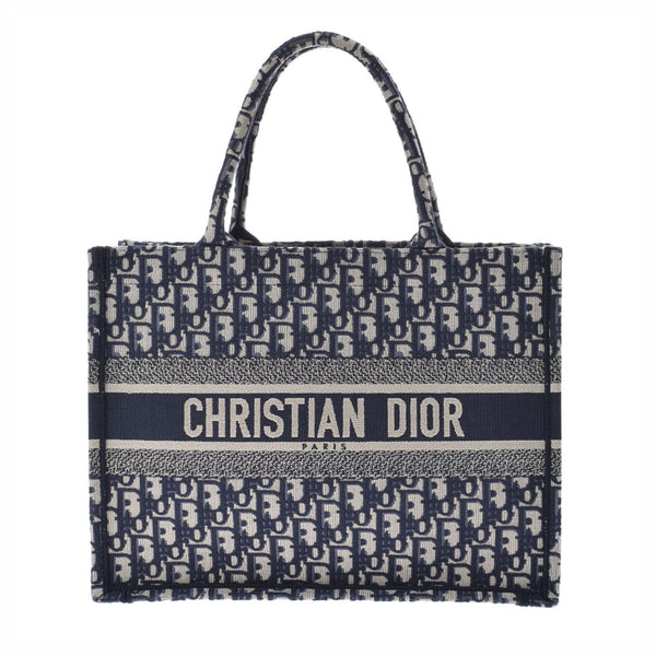 Christian Dior Christian Dior Book Tote Bag Medium Navy M1296ZRIW Ladies canvas handbag A rank used Ginzo