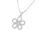 Other diamond 0.75ct flower motif ladies K18WG/PT850 Necklace A rank used Ginzo