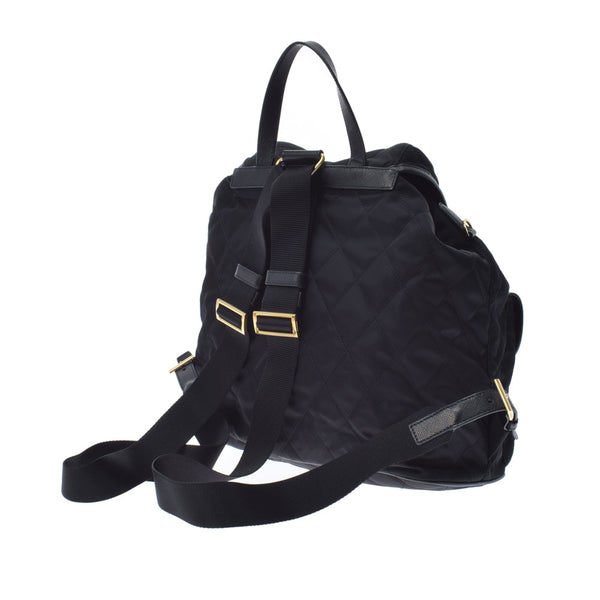 PRADA Prada Kill Ting Bag Pack Black Gold Bracket 1BZ811 Unisex Nylon Buck Daypack A Rank Used Ginzo