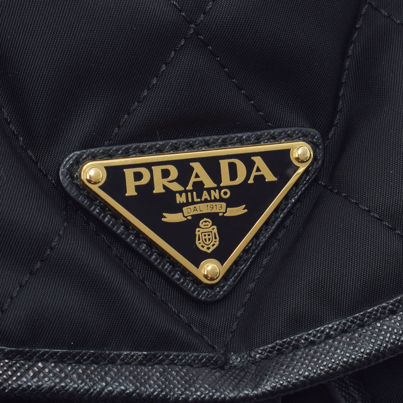PRADA プラダ キルティング バッグパック 黒 ゴールド金具 1BZ811 ユニセックス ナイロン リュック・デイパック Aランク 中古 銀蔵