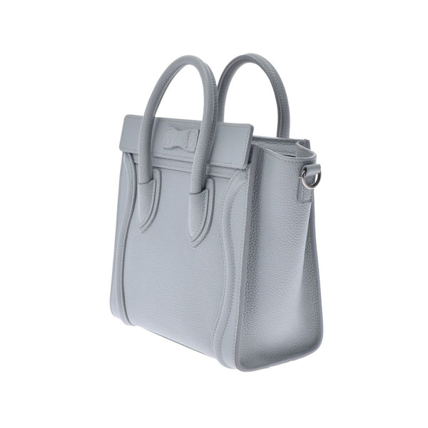 CELINE Celine Ragage Nano Shopper 2WAY Blue Silver Bracket Ladies Calf Handbag A Rank used Ginzo