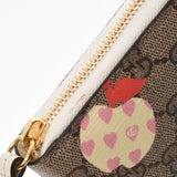 GUCCI Gucci Pom Round Zip Wallet Beige/Ebony Gold Bracket 663924 Ladies PVC Leather Wallet AB Rank Used Ginzo