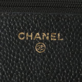 CHANEL Chanel Matrasse Chain Wallet Black Gold Bracket Ladies Caviar Skin Shoulder Bag B Rank used Ginzo