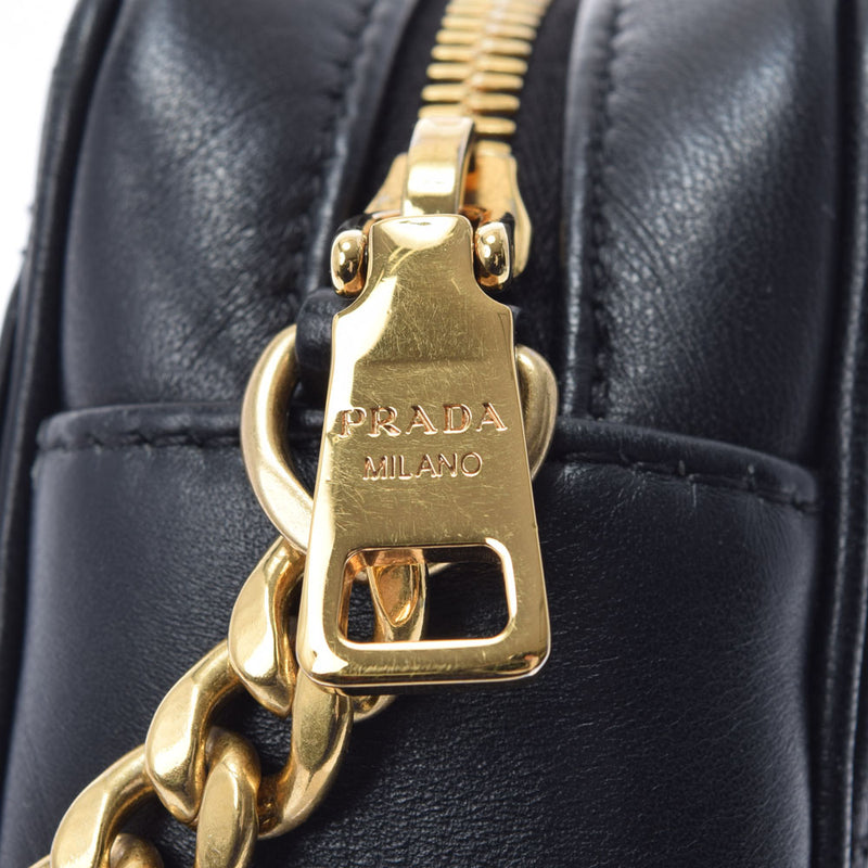 PRADA Prada Gather Chain Black Gold Bracket 1BH112 Ladies Calf Shoulder Bag B Rank used Ginzo