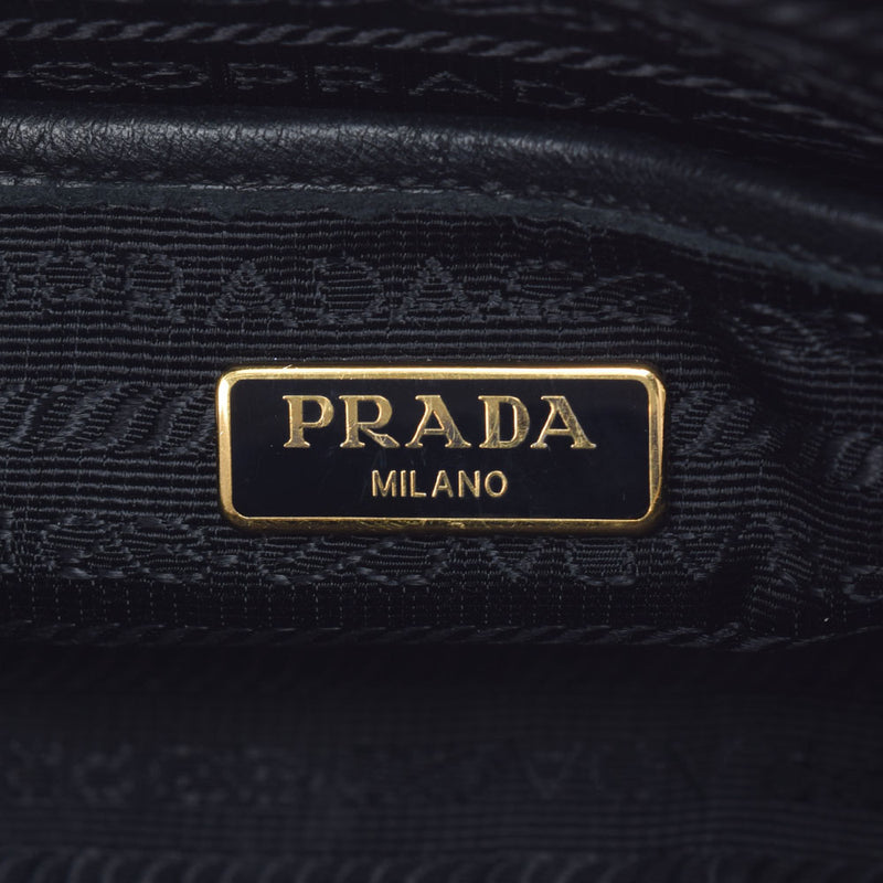 prada prada收集链黑金支架1BH112女士小牛肩袋B级二手ginzo