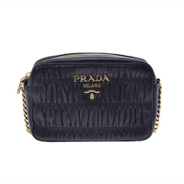 プラダギャザー チェーン 黒 ゴールド金具 レディース ショルダーバッグ 1BH112 PRADA 中古 – 銀蔵オンライン