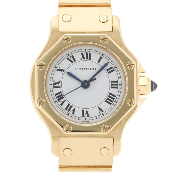 Cartier Cartier Santos octagon Ladies YG Watch Automatic White Dial AB Rank Used Ginzo