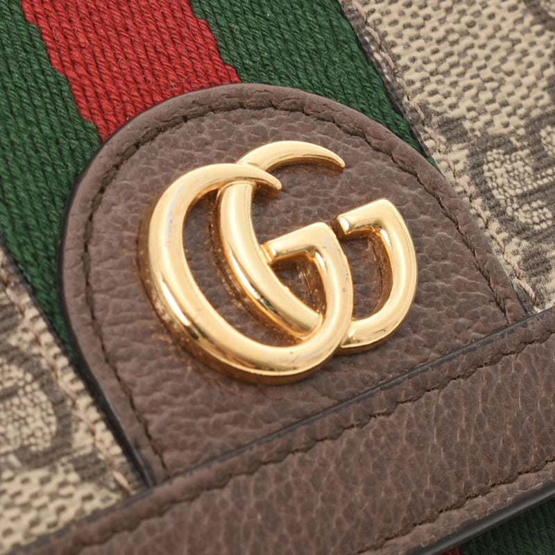 GUCCI グッチ オフディア GG コンパクトウォレット ベージュ ゴールド金具 レディース GGスプリームキャンバス 二つ折り財布 ABランク 中古 銀蔵