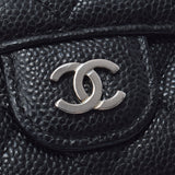 CHANEL シャネル マトラッセ クラシック スモール フラップウォレット 黒 シルバー金具 レディース キャビアスキン 三つ折り財布 Aランク 中古 銀蔵