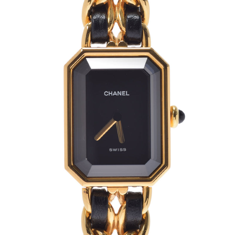 CHANEL Chanel Premiere Size M H0001 Ladies GP/Leather Watch Quartz Black Dial A Rank used Ginzo