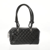 CHANEL Chanel Cambon Line Boring Bag Black/Black Ladies Leather Handbag AB Rank used Ginzo