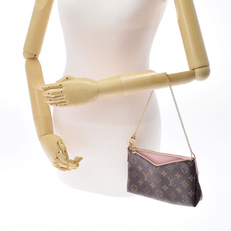 LOUIS VUITTON Louis Vuitton Monogram Pallas Clutch 2WAY Rose Poodle M44037 Ladies Monogram Canvas Shoulder Bag AB Rank Used Ginzo