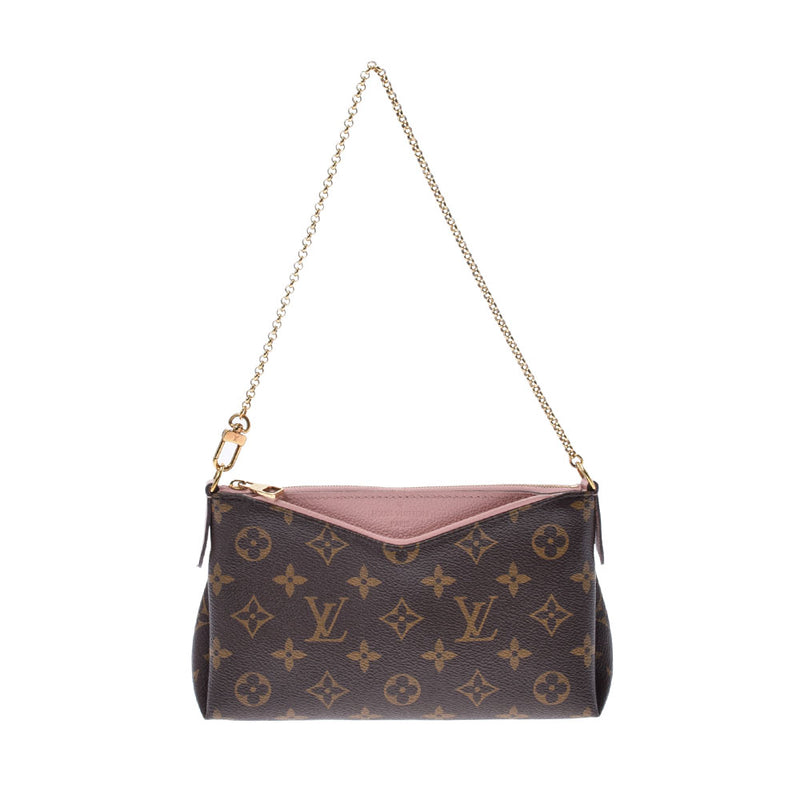 LOUIS VUITTON Louis Vuitton Monogram Pallas Clutch 2WAY Rose Poodle M44037 Ladies Monogram Canvas Shoulder Bag AB Rank Used Ginzo