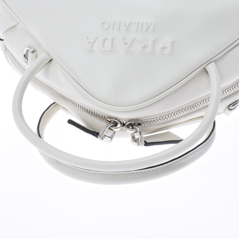 PRADA Prada Top Handle 2WAY White Silver Bracket 1BB082 Ladies Leather Handbag A Rank used Ginzo