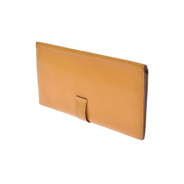 HERMES Hermes Bean Classic Yellow Gold Bracket □ F engraved (around 2002) Unisex Shable Long Wallet C Rank Used Ginzo