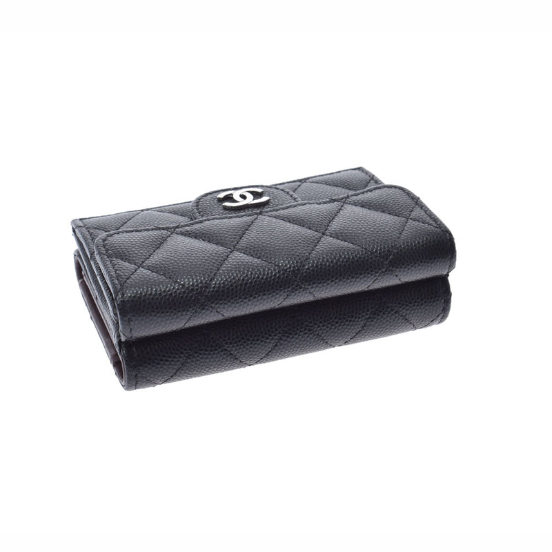 Chanel Classic Small Flap Wallet 14143 Black Silver Bracket Ladies