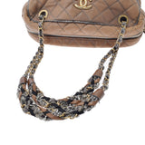 CHANEL Chanel Matrasse Chain Shoulder Brown Gold Bracket Ladies Ram Skin/Tweed Shoulder Bag B Rank Used Ginzo