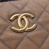 香奈儿Chanel Matrasse链肩肩棕色金额女士拉姆皮肤/花呢肩袋B等级用ginzo