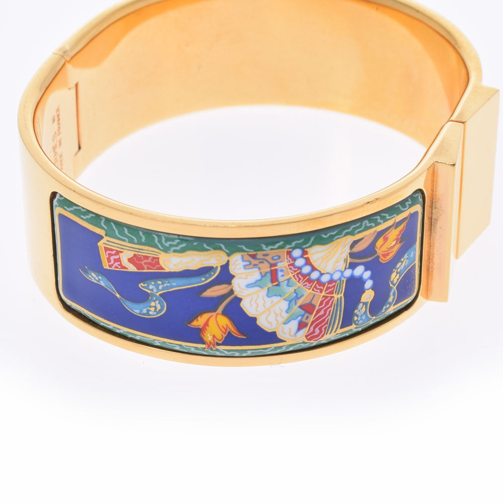 エルメスエマイユGM ブルー ゴールド金具 ユニセックス バングル
