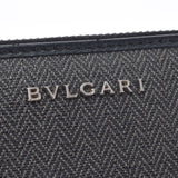 BVLGARI ブルガリ ウィークエンド ラウンドファスナー 黒 32587 ユニセックス レザー PVC 長財布 Bランク 中古 銀蔵