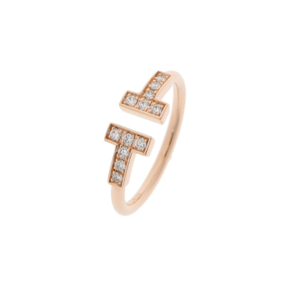 TIFFANY & CO. Tiffany T wire 8.5 Ladies K18PG/Diamond Ring/Ring A Rank Used Ginzo