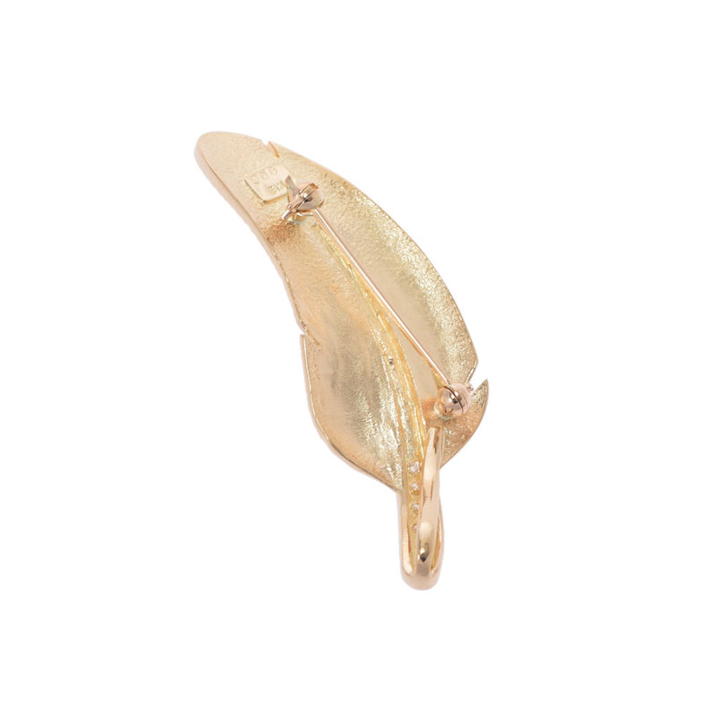 [Summer Selection] Ginzo used [Other] Leaf motif diamond 0.06ct brooch/K18YG Ladies